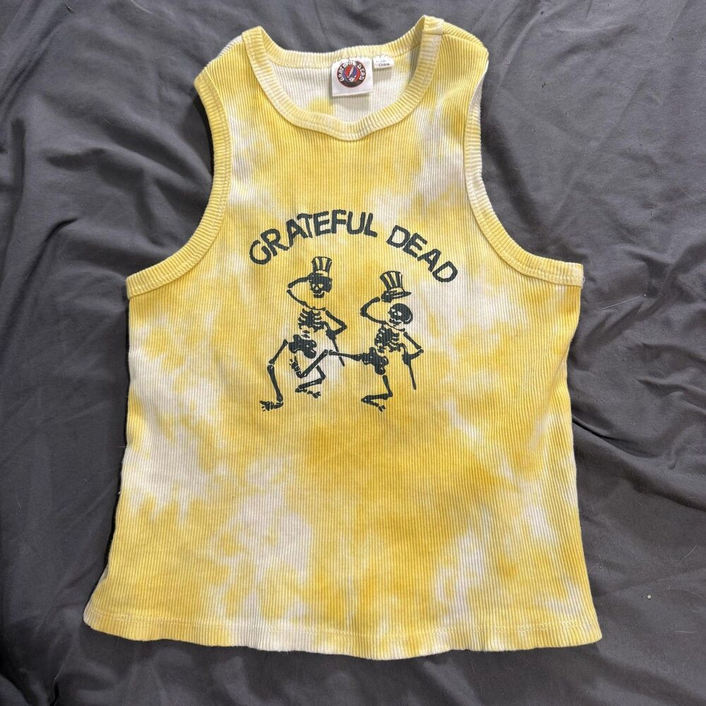 Grateful Dead Tank Top Shirt Girls Large 13-14 Years Yellow Ribbed Graphic